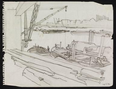 Taken from ‘Catalogue of Drawings in the “Recording Britain” Collection given by the Pilgrim Trust to the Victoria and Albert Museum’ published by the Victoria and Albert Museum, Prints, Drawings and Paintings Department, 1951, and converted from inches to centimetres.