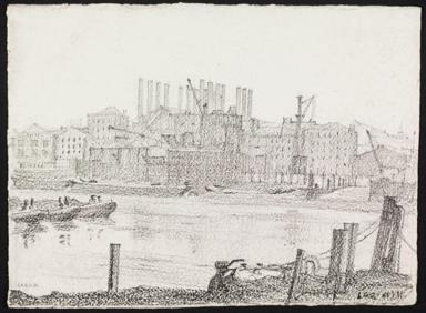 Taken from ‘Catalogue of Drawings in the “Recording Britain” Collection given by the Pilgrim Trust to the Victoria and Albert Museum’ published by the Victoria and Albert Museum, Prints, Drawings and Paintings Department, 1951, and converted from inches to centimetres.